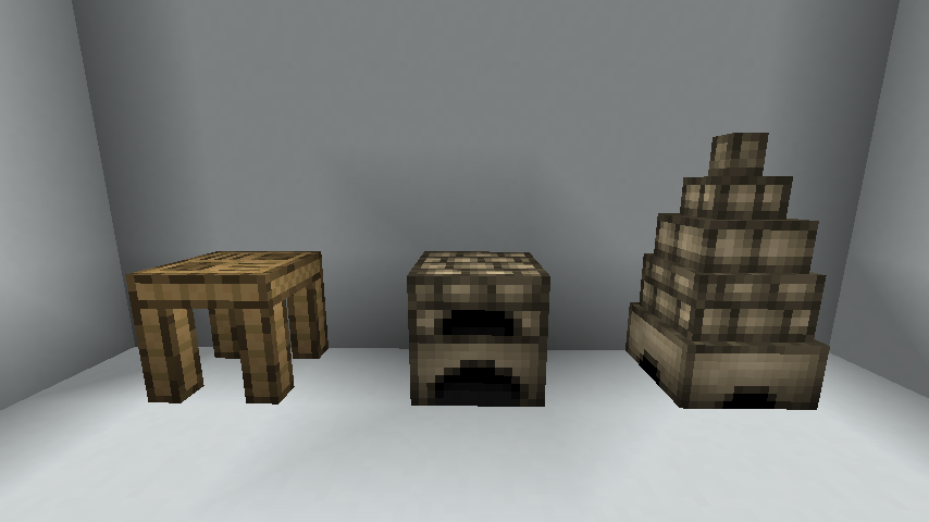 The three important blocks added by the mod.