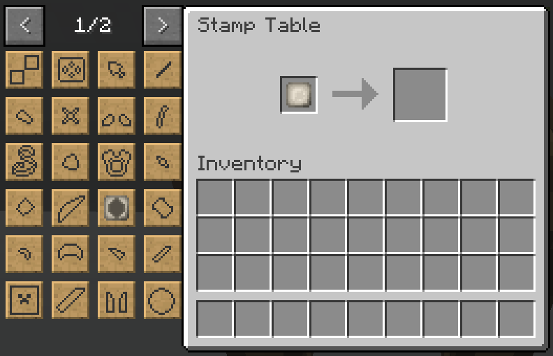 The interface of the stamp table.